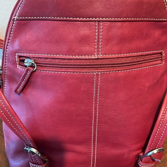 Tignanello  Backpack Mini  bag  genuine leather  Red wear as sling back  10” EUC main image 9